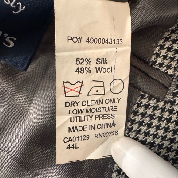 Lauren Ralph Lauren Dillards Silk Wool Blazer Men 44L Houndstooth Sport Coat - Picture 10 of 10